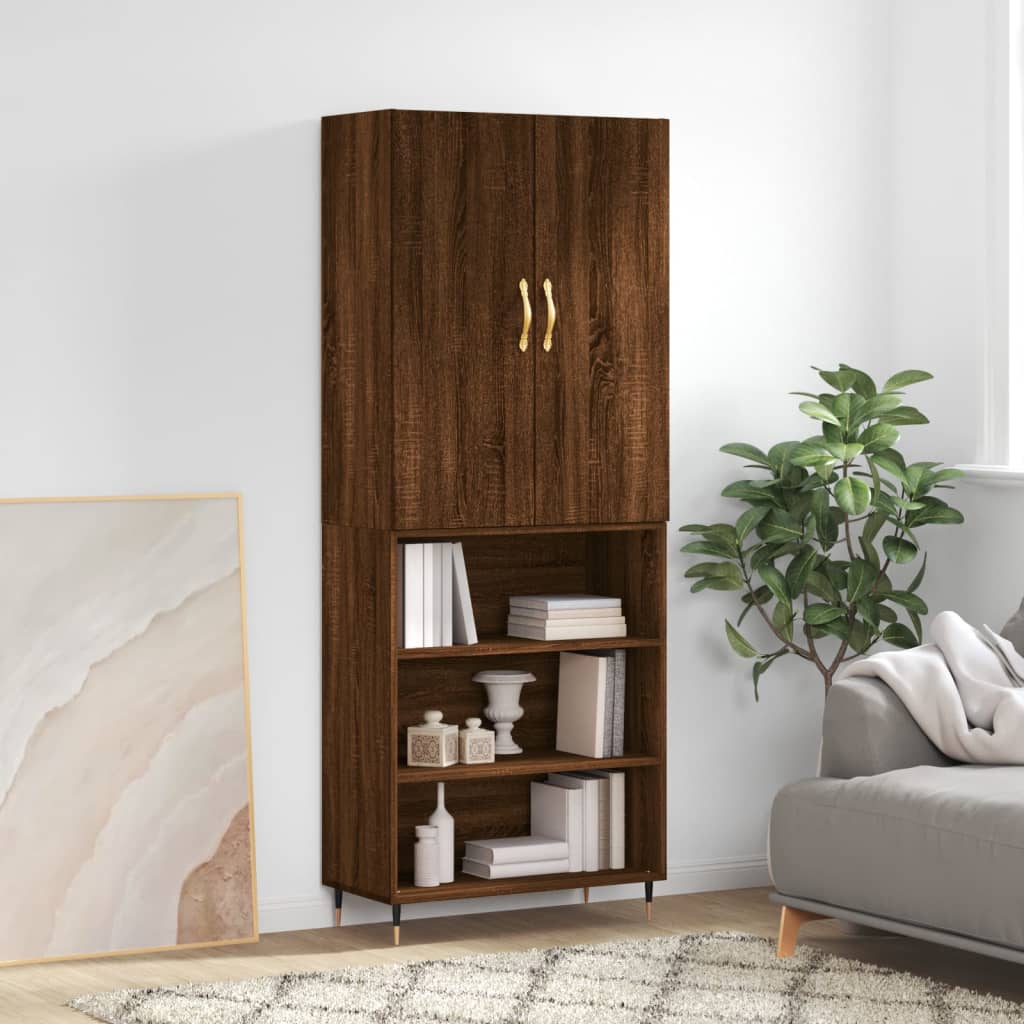Berkfield Highboard Brown Oak 69.5x34x180 cm Engineered Wood