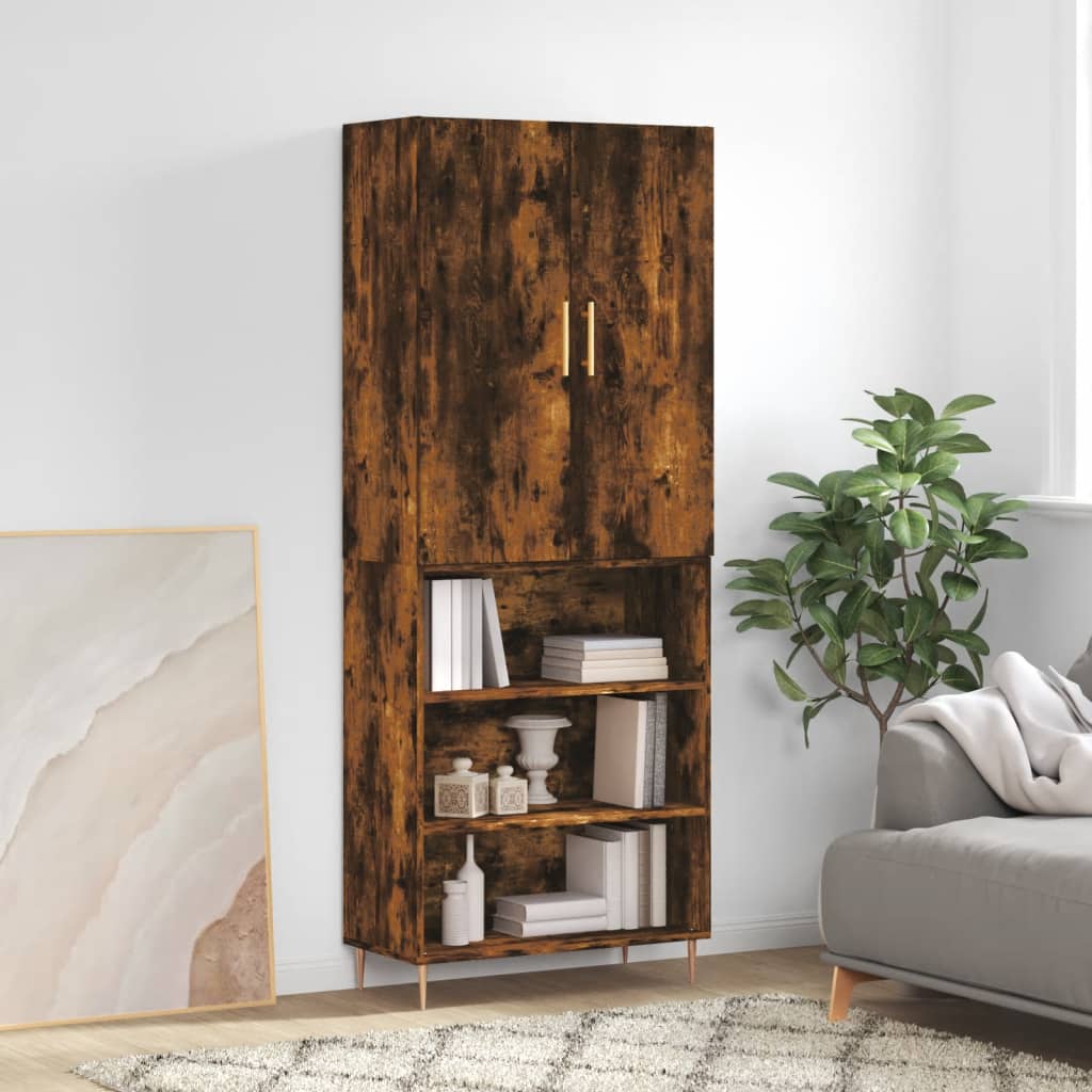 Berkfield Highboard Smoked Oak 69.5x34x180 cm Engineered Wood