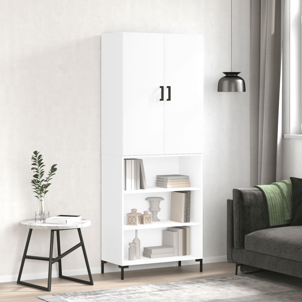 Berkfield Highboard High Gloss White 69.5x34x180 cm Engineered Wood