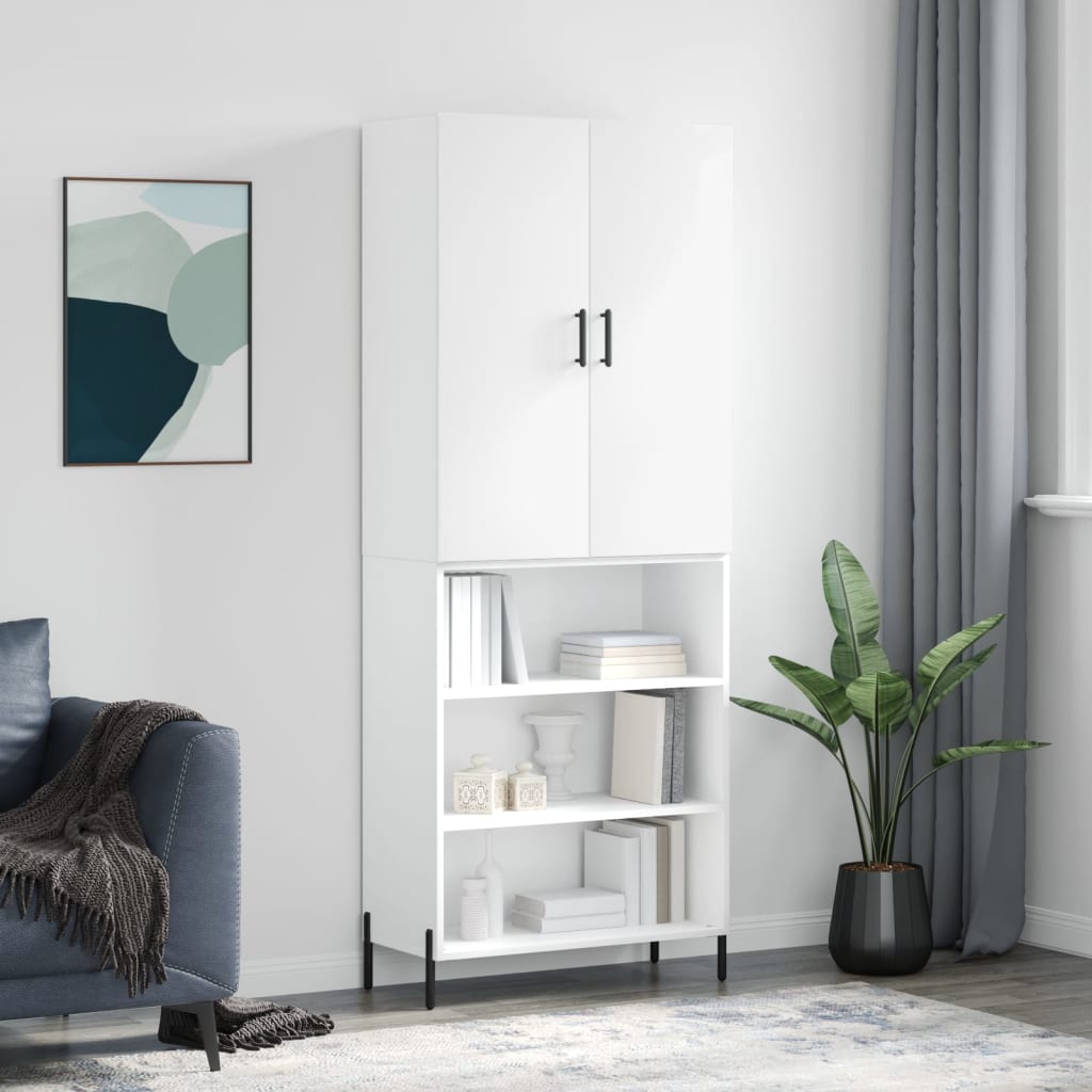 Berkfield Highboard High Gloss White 69.5x34x180 cm Engineered Wood