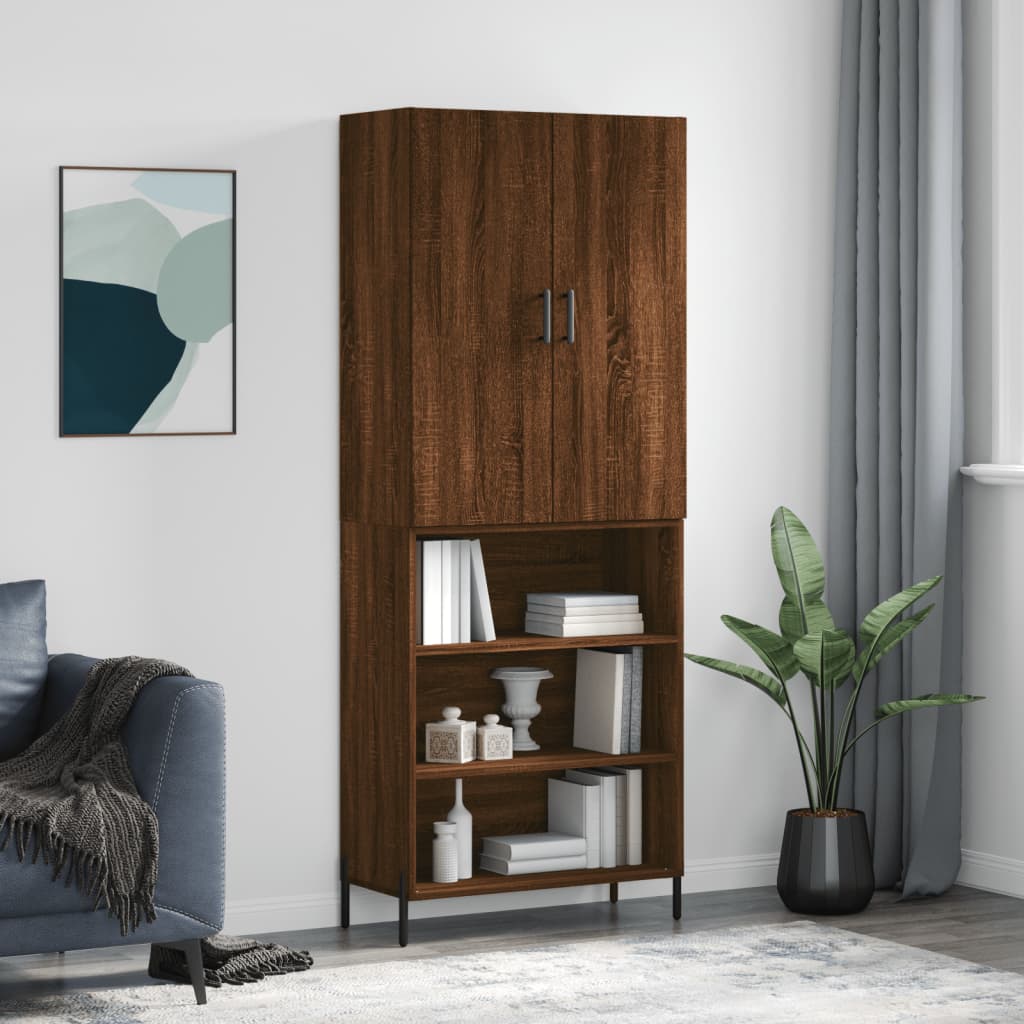 Berkfield Highboard Brown Oak 69.5x34x180 cm Engineered Wood
