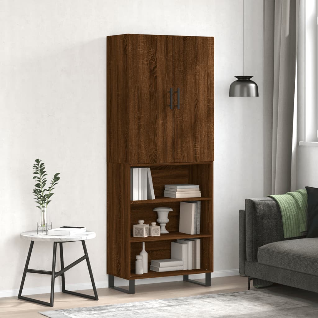 Berkfield Highboard Brown Oak 69.5x34x180 cm Engineered Wood