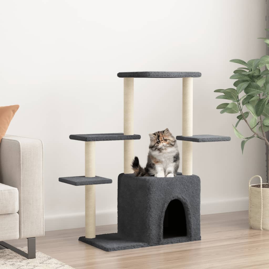 Berkfield Cat Tree with Sisal Scratching Posts Dark Grey 97.5 cm