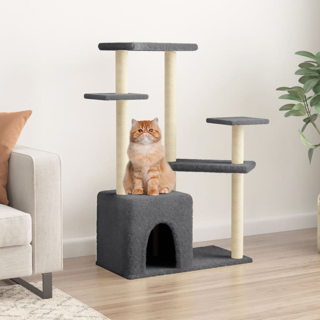 Berkfield Cat Tree with Sisal Scratching Posts Dark Grey 107.5 cm