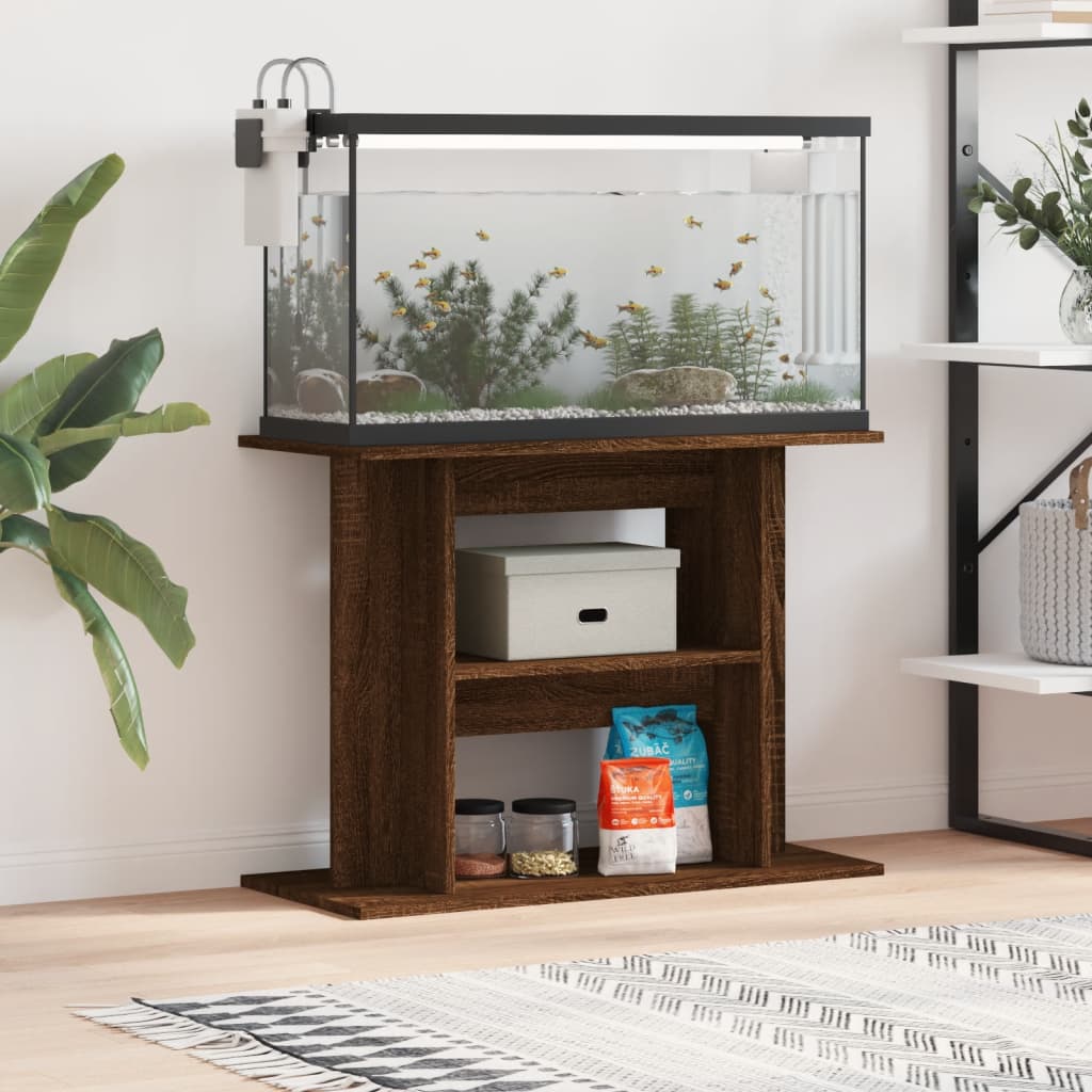 Berkfield Aquarium Stand Brown Oak 80x35x60 cm Engineered Wood