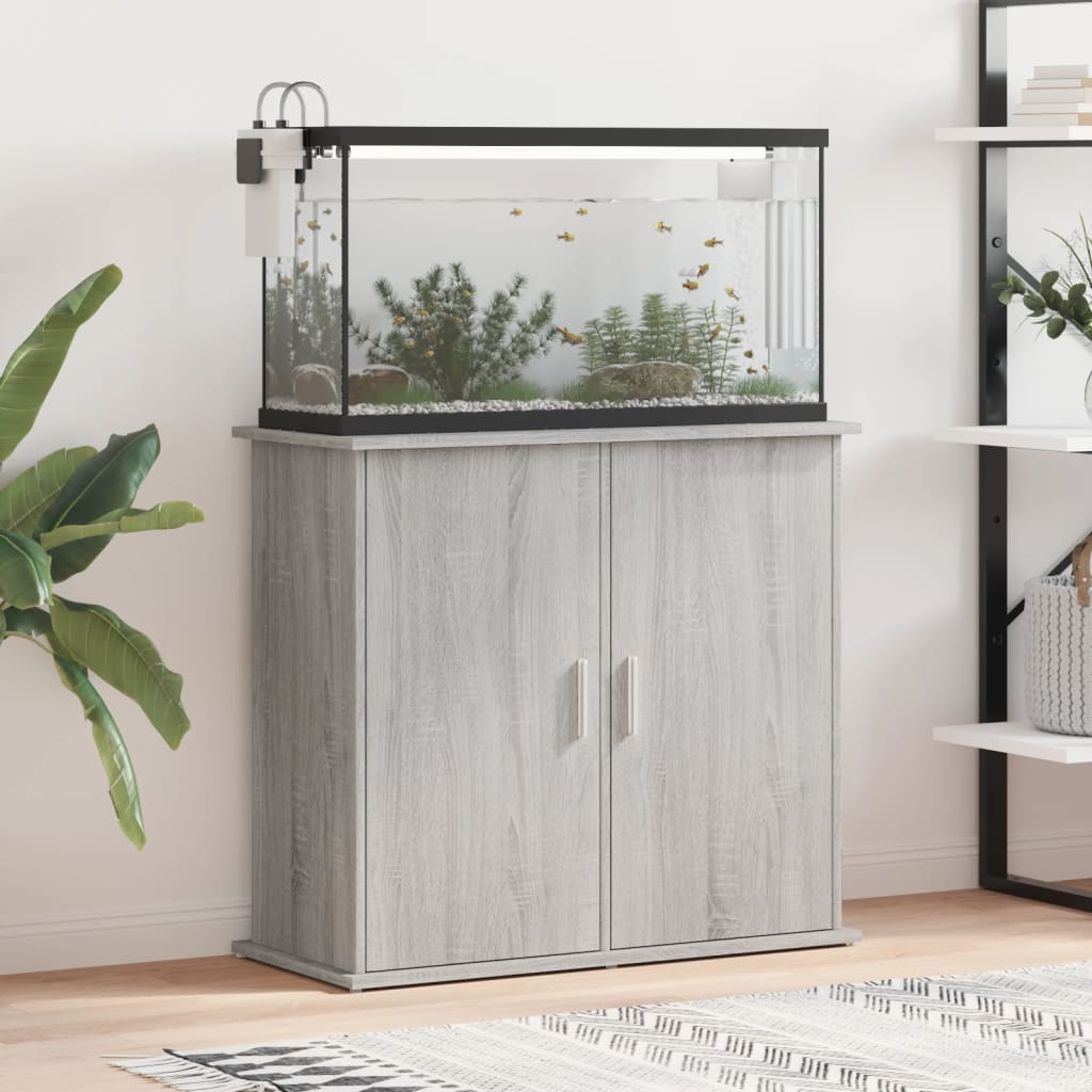 Berkfield Aquarium Stand Grey Sonoma 81x36x73 cm Engineered Wood