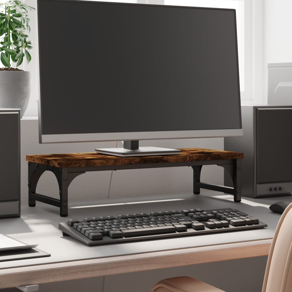 Berkfield Monitor Stand Smoked Oak 55x23x14 cm Engineered Wood