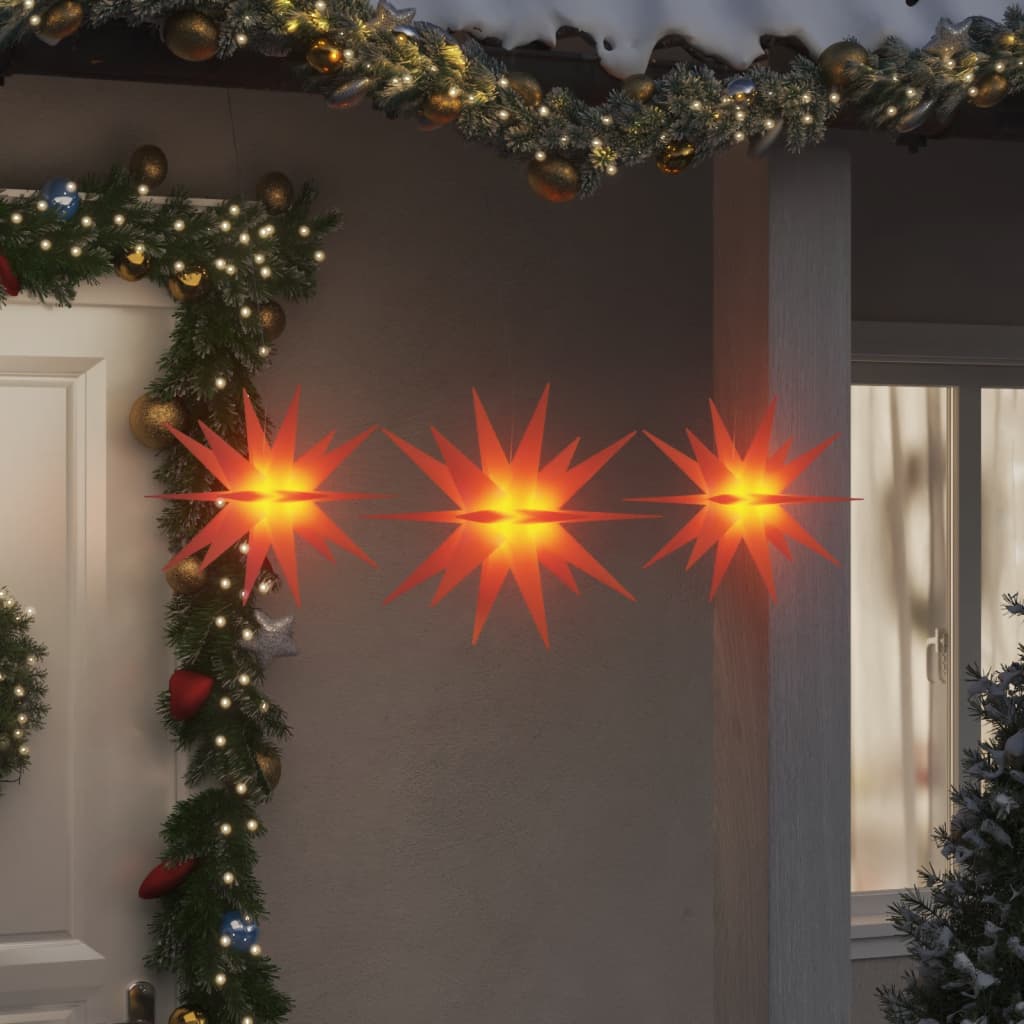 Berkfield Moravian Star Lights with LEDs 3 pcs Foldable Red