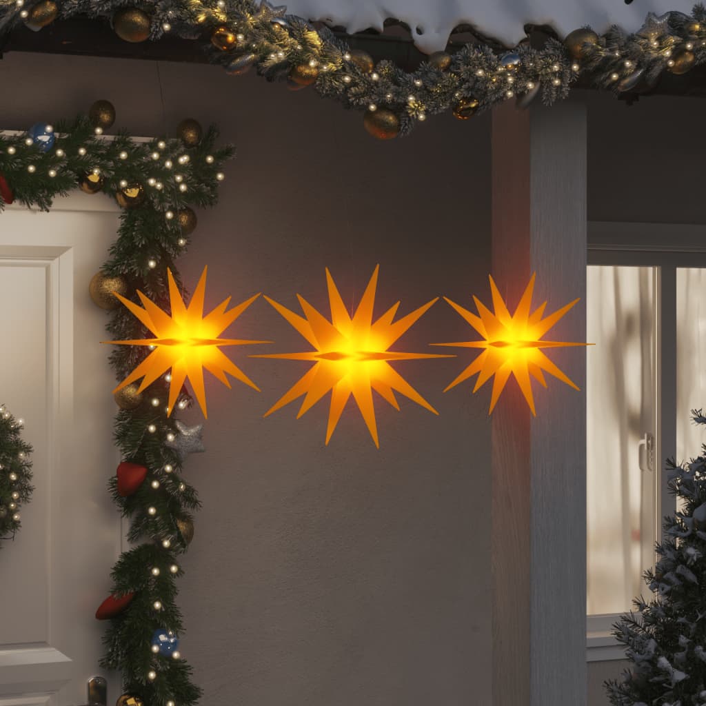 Berkfield Moravian Star Lights with LEDs 3 pcs Foldable Yellow