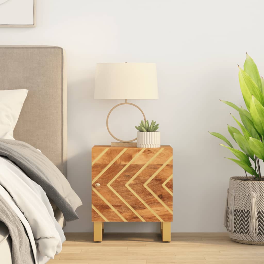 Berkfield Bedside Cabinet Brown and Black Solid Wood Mango