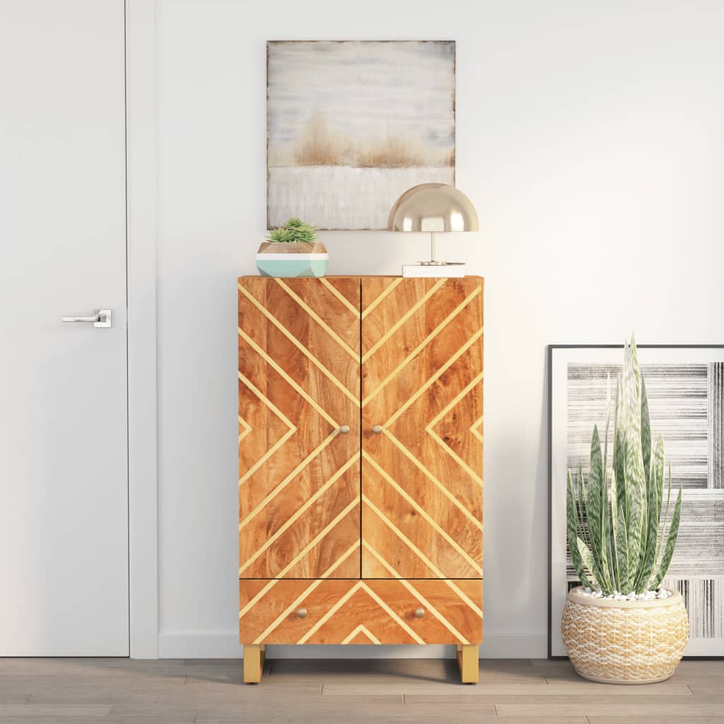 Berkfield Highboard Brown and Black 60x33.5x100 cm Solid Wood Mango