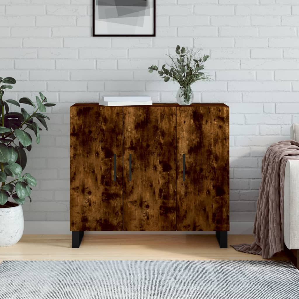 Berkfield Sideboard Smoked Oak 90x34x80 cm Engineered Wood