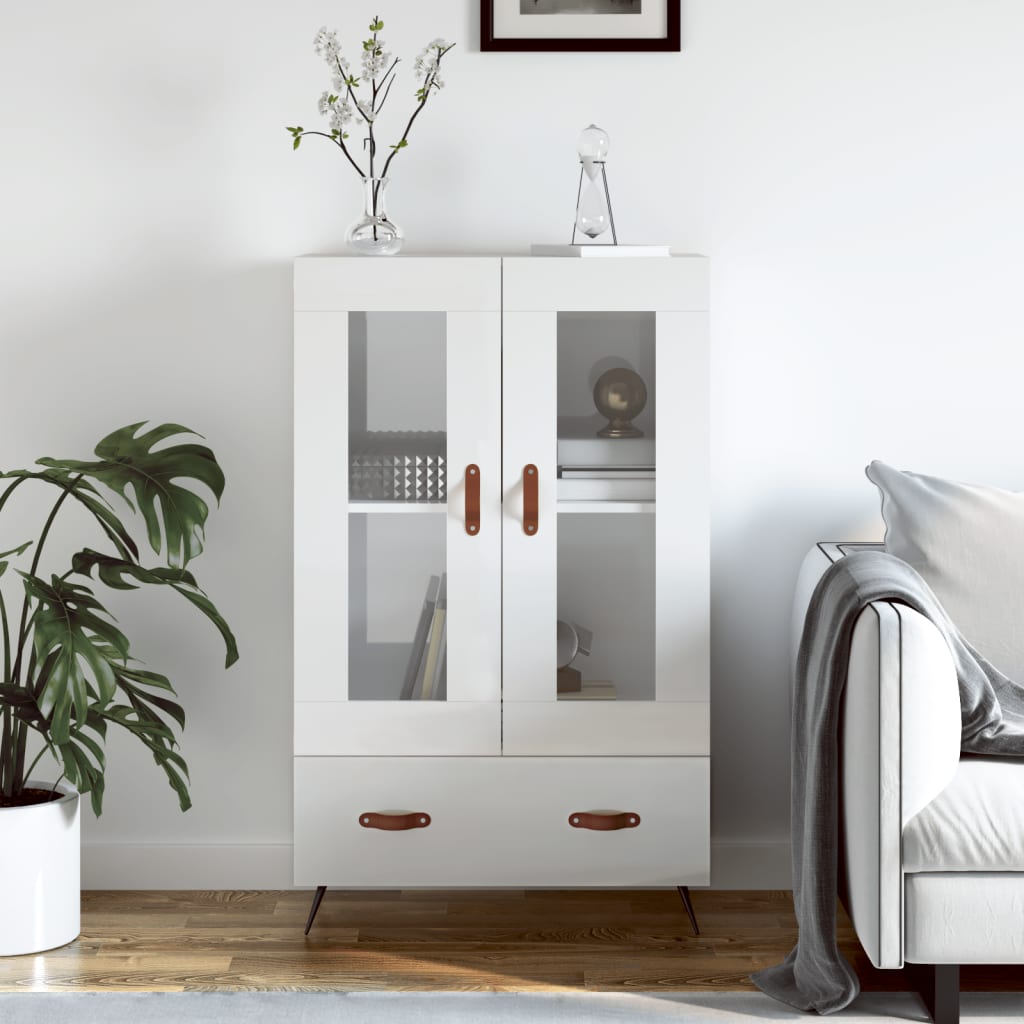 Berkfield Highboard High Gloss White 69.5x31x115 cm Engineered Wood