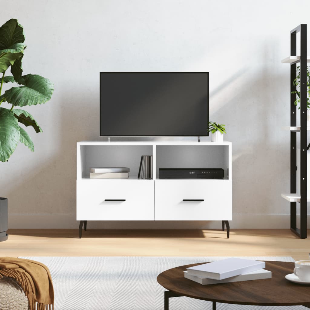 Berkfield TV Cabinet High Gloss White 80x36x50 cm Engineered Wood