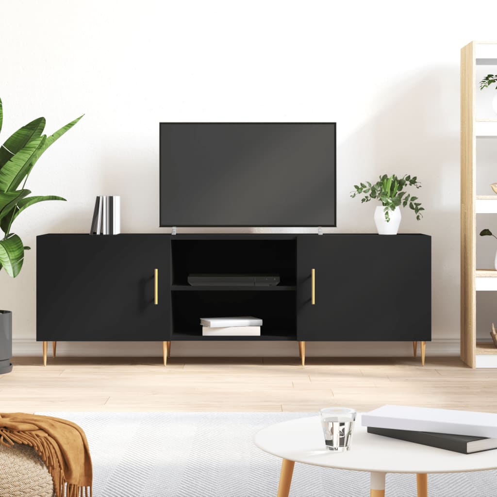 Berkfield TV Cabinet Black 150x30x50 cm Engineered Wood