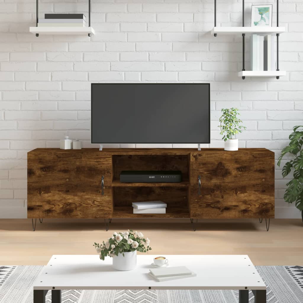 Berkfield TV Cabinet Smoked Oak 150x30x50 cm Engineered Wood