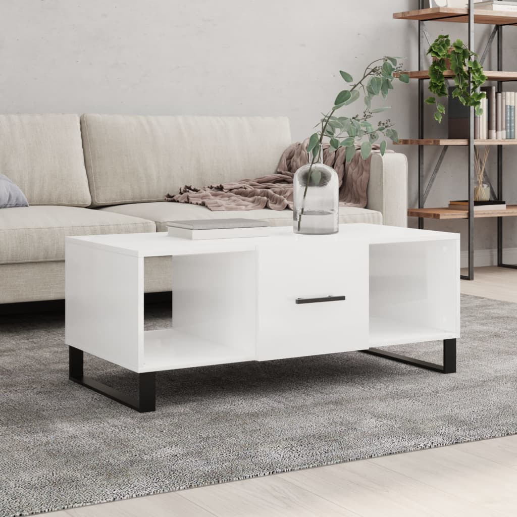 Berkfield Coffee Table High Gloss White 102x50x40 cm Engineered Wood