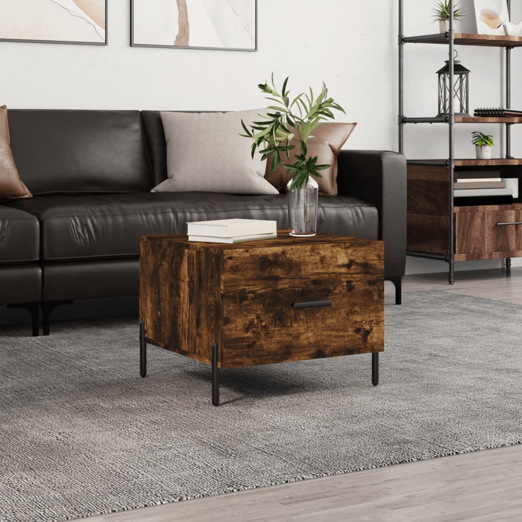 Berkfield Coffee Table Smoked Oak 50x50x40 cm Engineered Wood