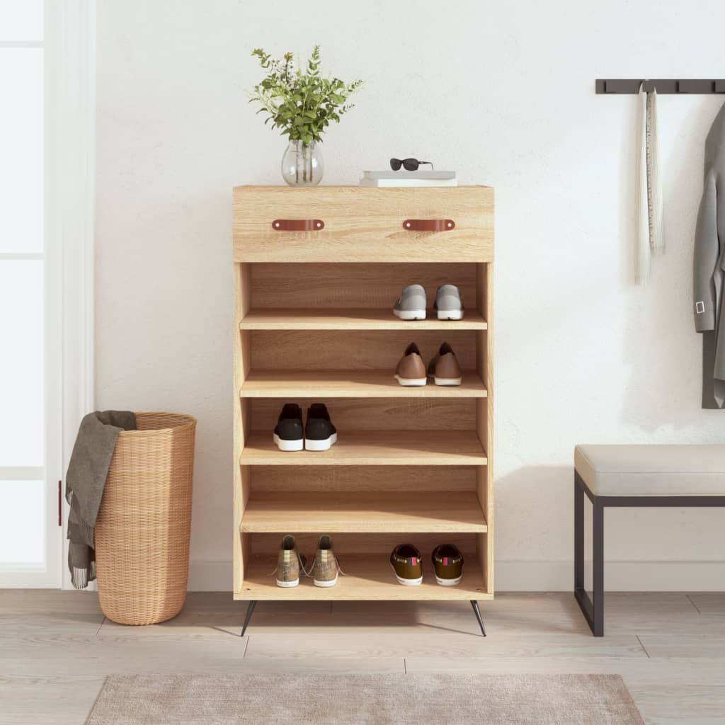 Berkfield Shoe Cabinet Sonoma Oak 60x35x105 cm Engineered Wood