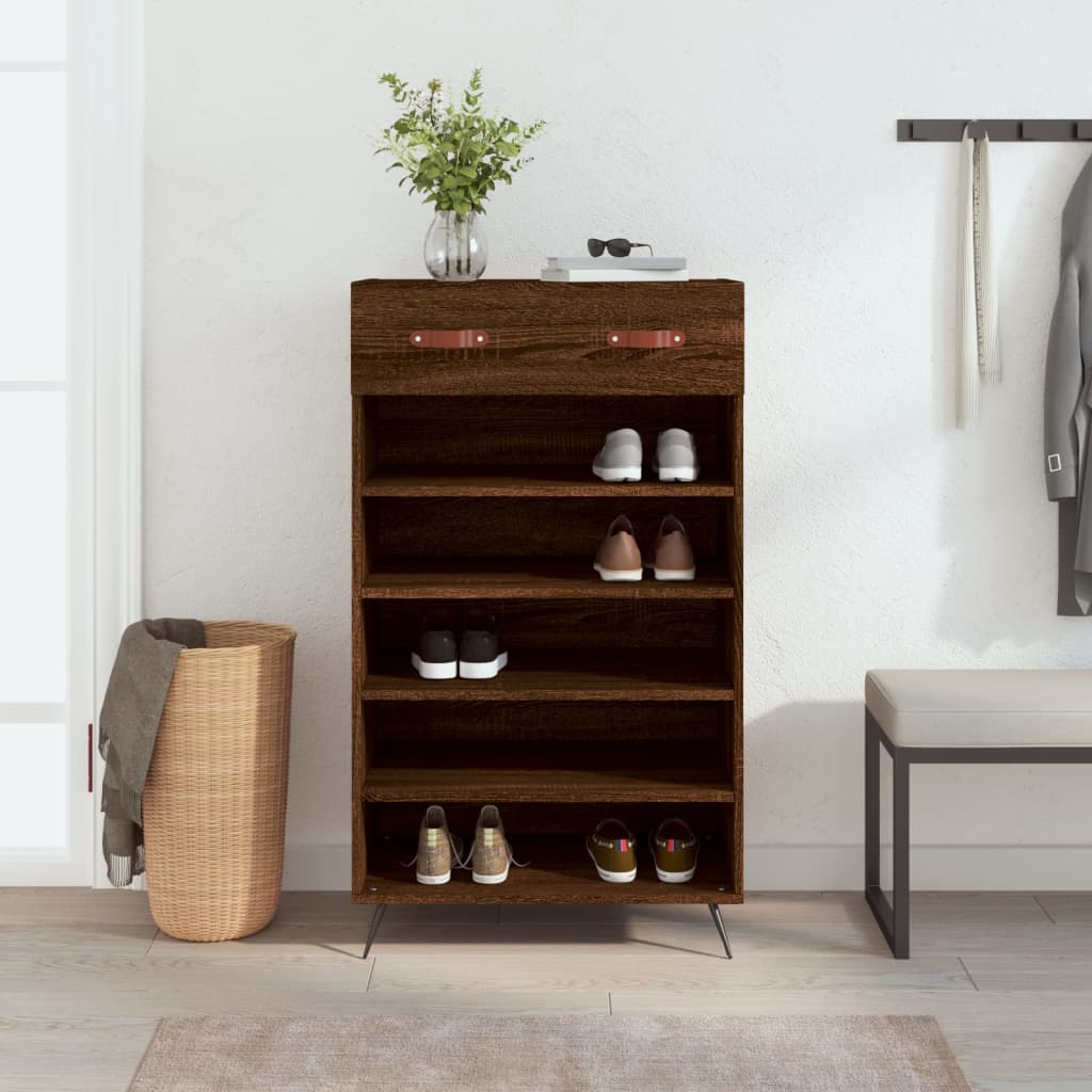 Berkfield Shoe Cabinet Brown Oak 60x35x105 cm Engineered Wood