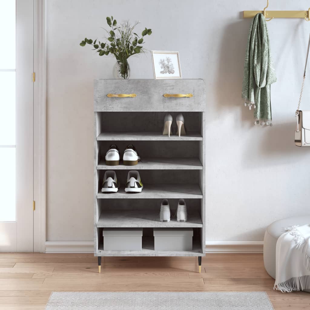 Berkfield Shoe Cabinet Concrete Grey 60x35x105 cm Engineered Wood