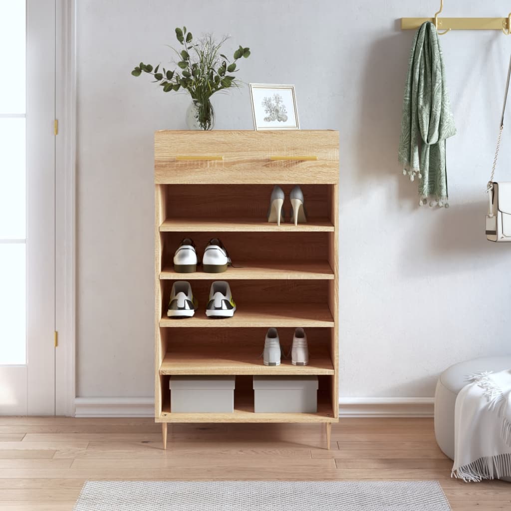 Berkfield Shoe Cabinet Sonoma Oak 60x35x105 cm Engineered Wood