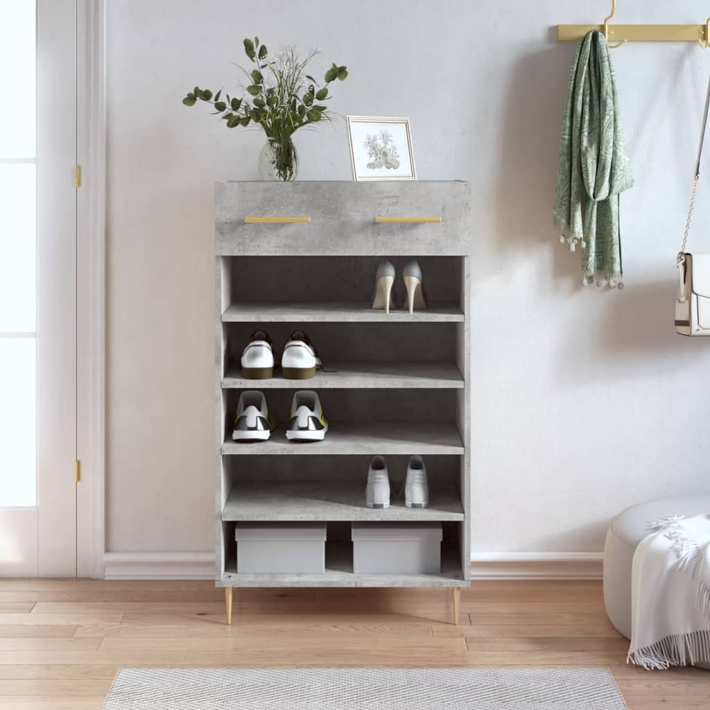 Berkfield Shoe Cabinet Concrete Grey 60x35x105 cm Engineered Wood