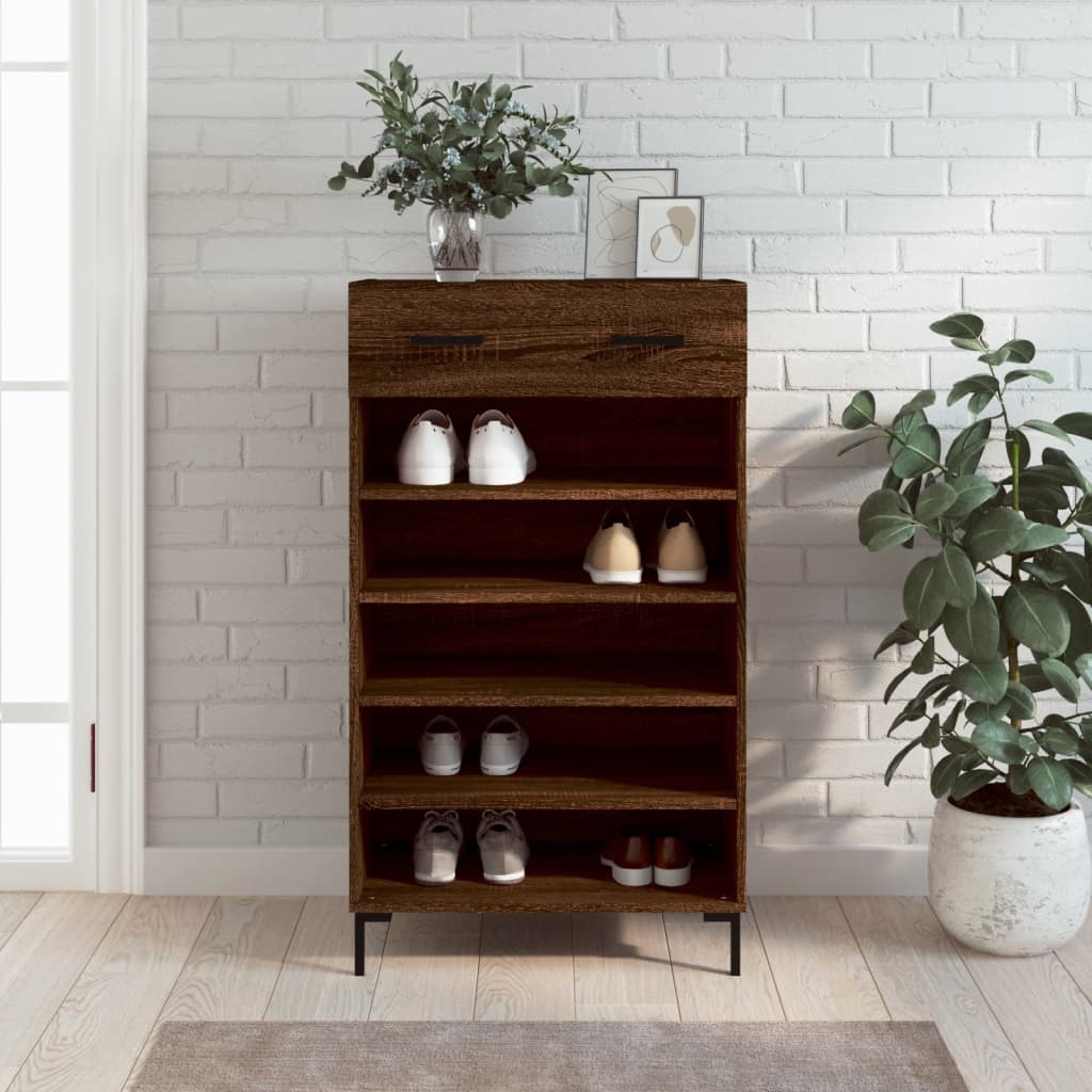 Berkfield Shoe Cabinet Brown Oak 60x35x105 cm Engineered Wood