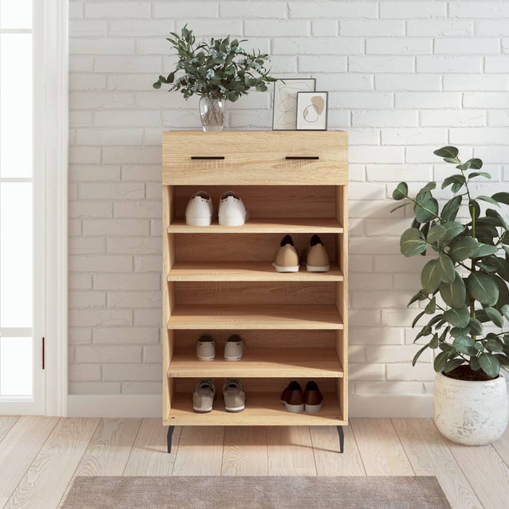 Berkfield Shoe Cabinet Sonoma Oak 60x35x105 cm Engineered Wood