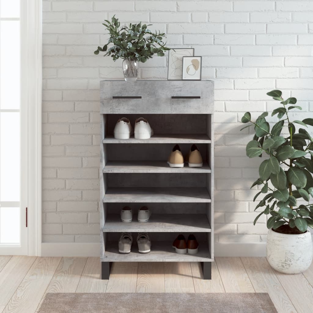 Berkfield Shoe Cabinet Concrete Grey 60x35x105 cm Engineered Wood