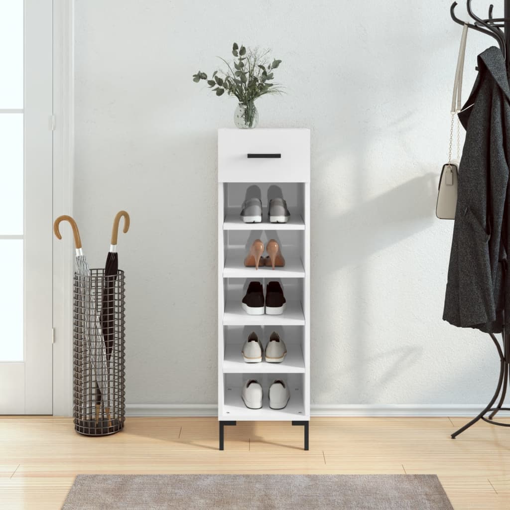 Berkfield Shoe Cabinet High Gloss White 30x35x105 cm Engineered Wood