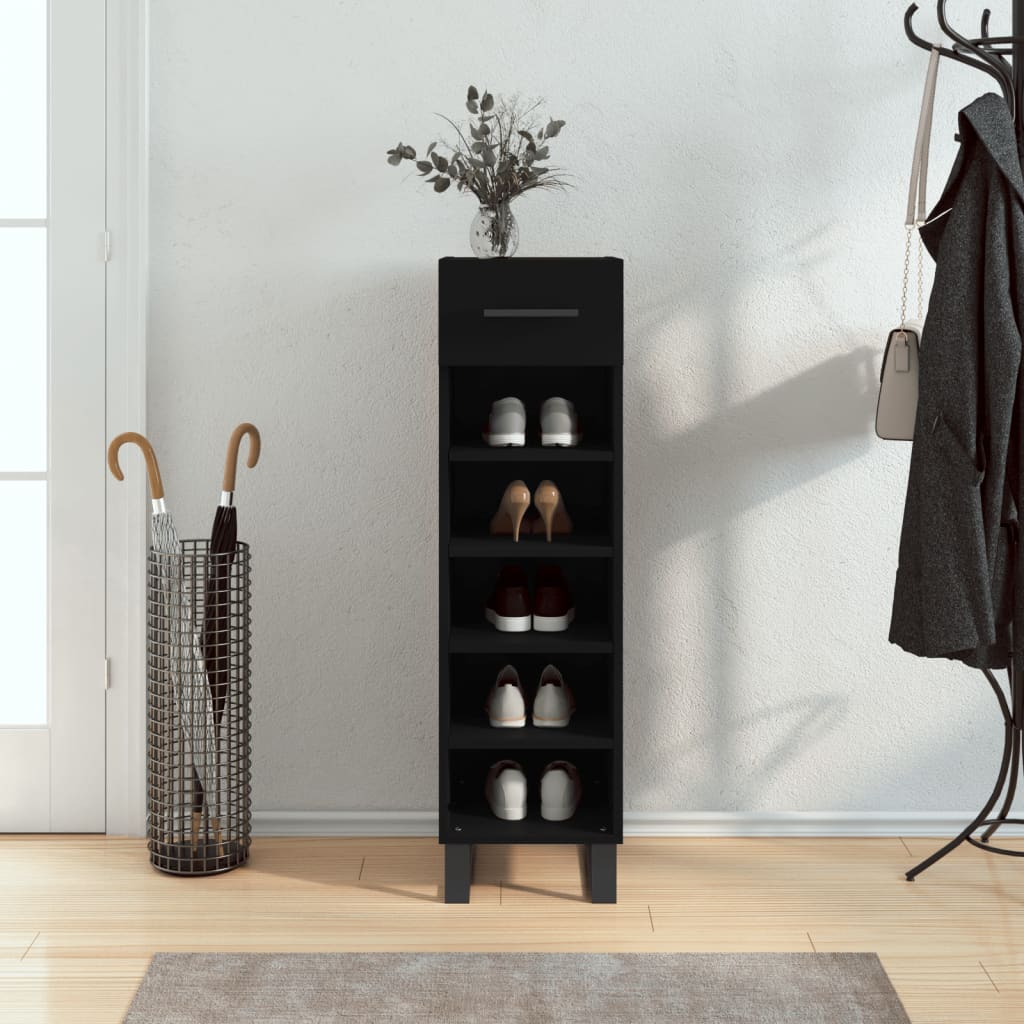 Berkfield Shoe Cabinet Black 30x35x105 cm Engineered Wood