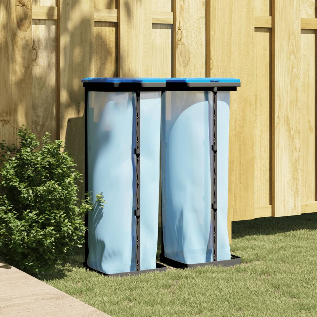 Berkfield Rubbish Bag Holders 2 pcs Black and Blue 120 L PP