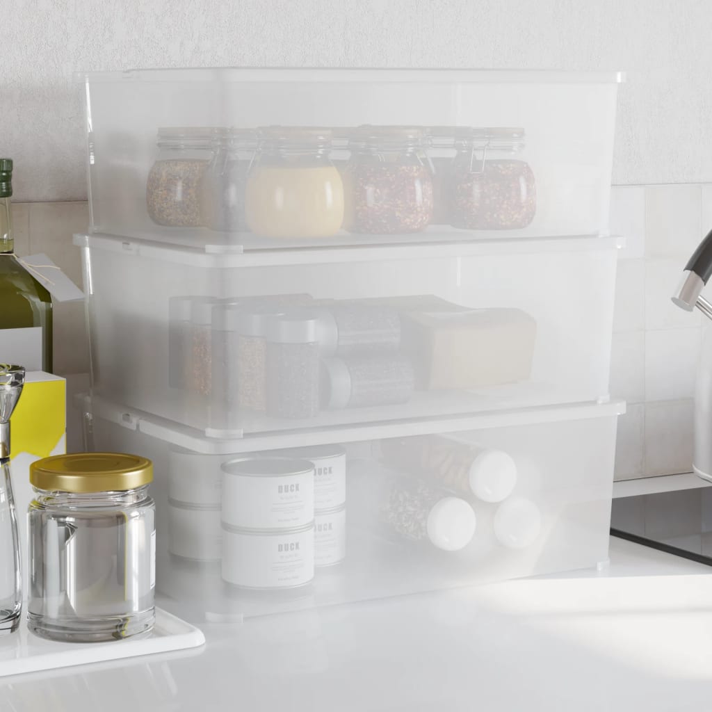 Berkfield Plastic Storage Boxes 3 pcs 10 L Stackable