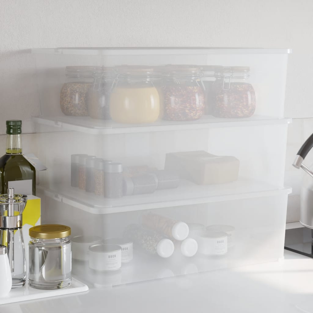 Berkfield Plastic Storage Boxes 3 pcs 25 L Stackable