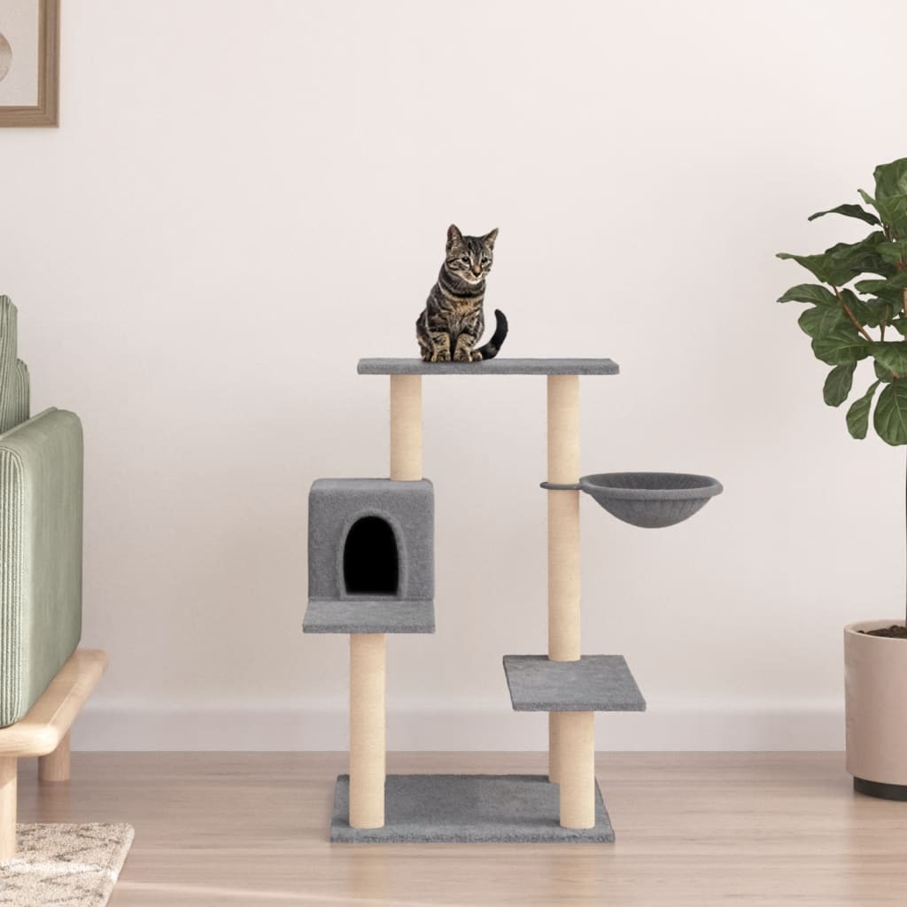 Berkfield Cat Tree with Sisal Scratching Posts Light Grey 82.5 cm