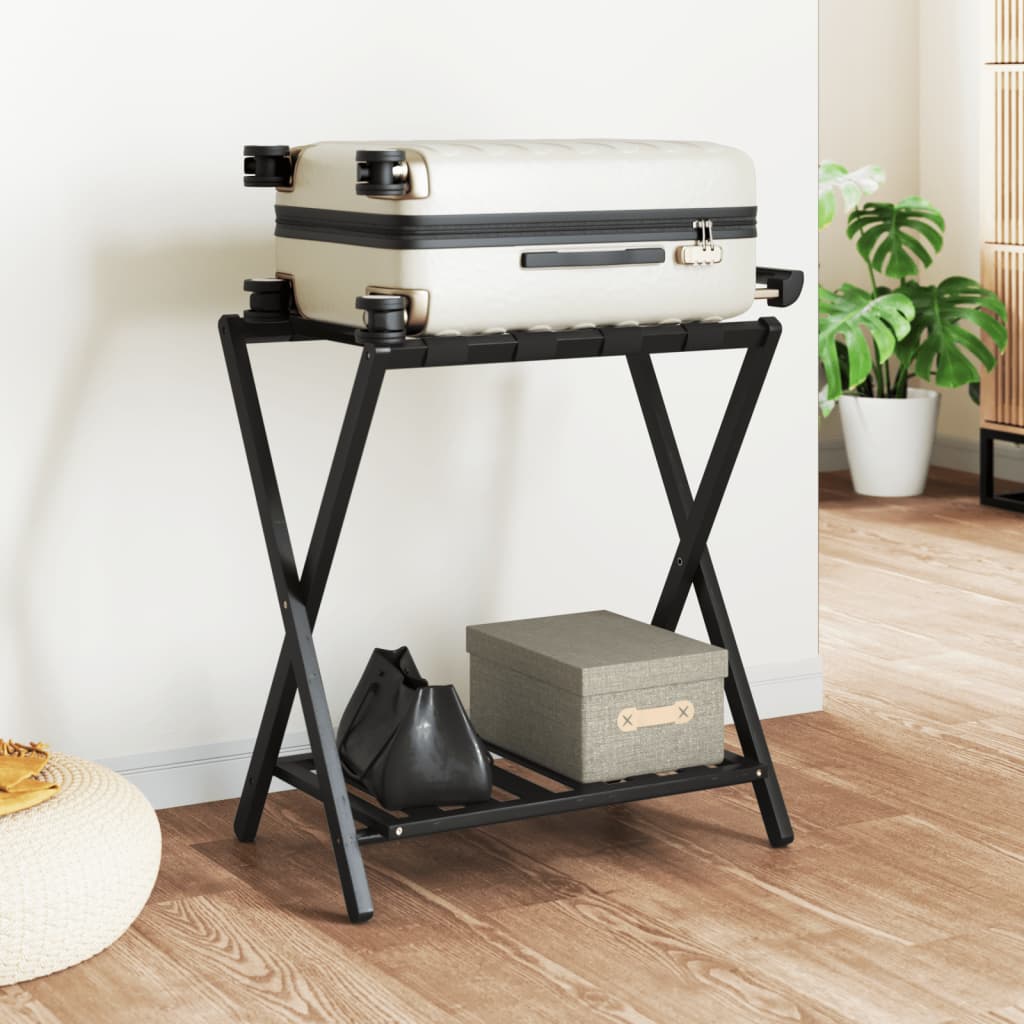 Berkfield Luggage Rack Black 68x38x58 cm Bamboo