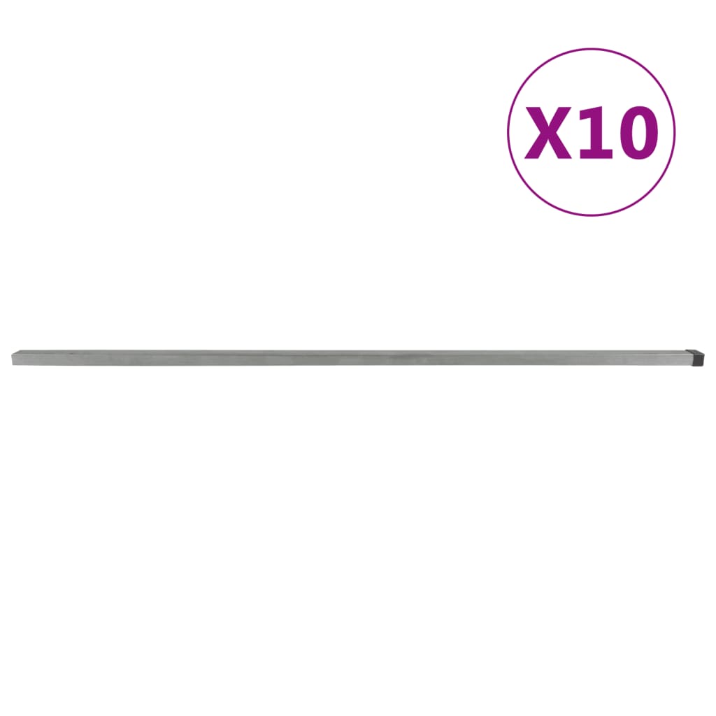 Berkfield Garden Fence Posts 10 pcs Silver 240 cm Steel