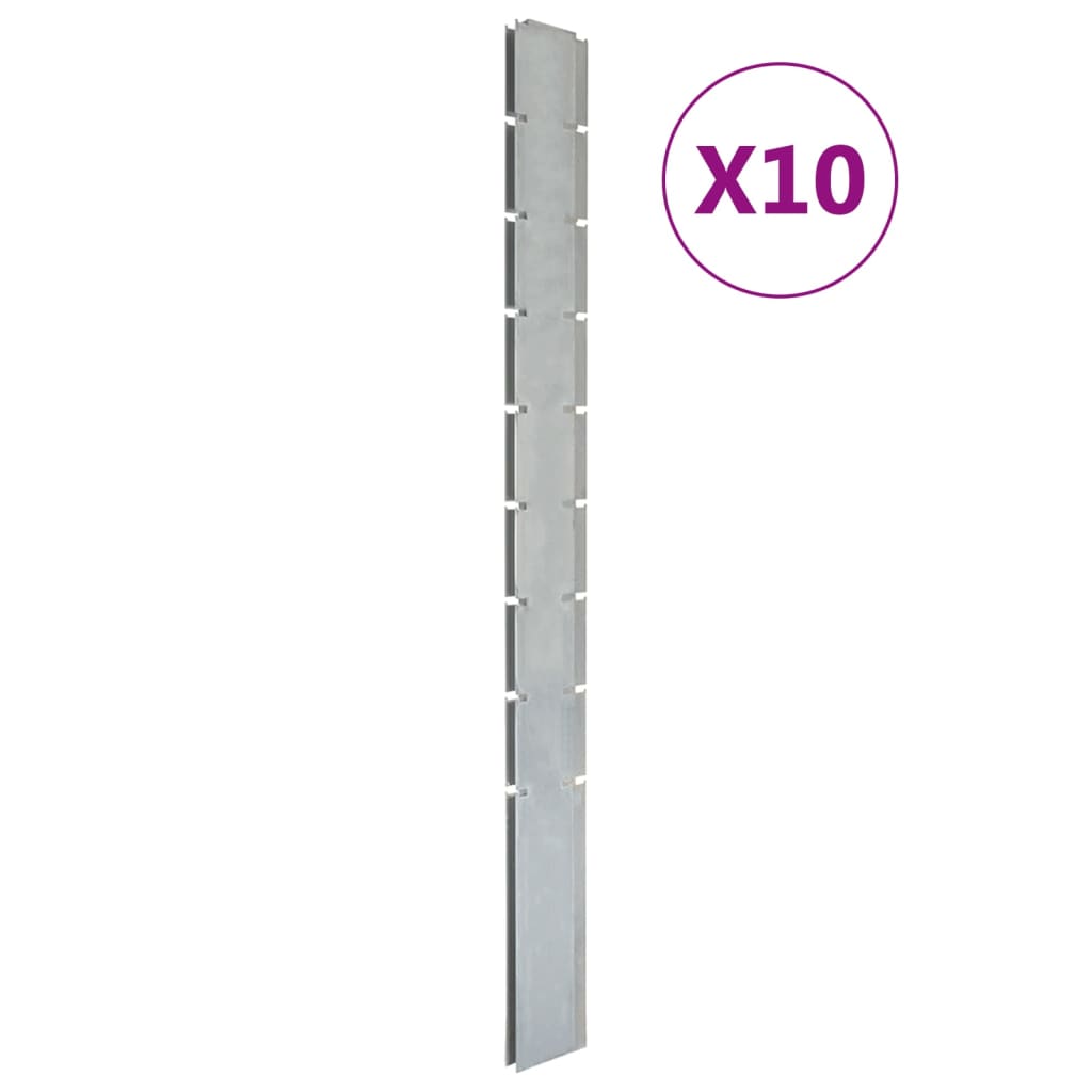 Berkfield Garden Fence Posts 10 pcs Silver 220 cm�_�_Galvanised Steel