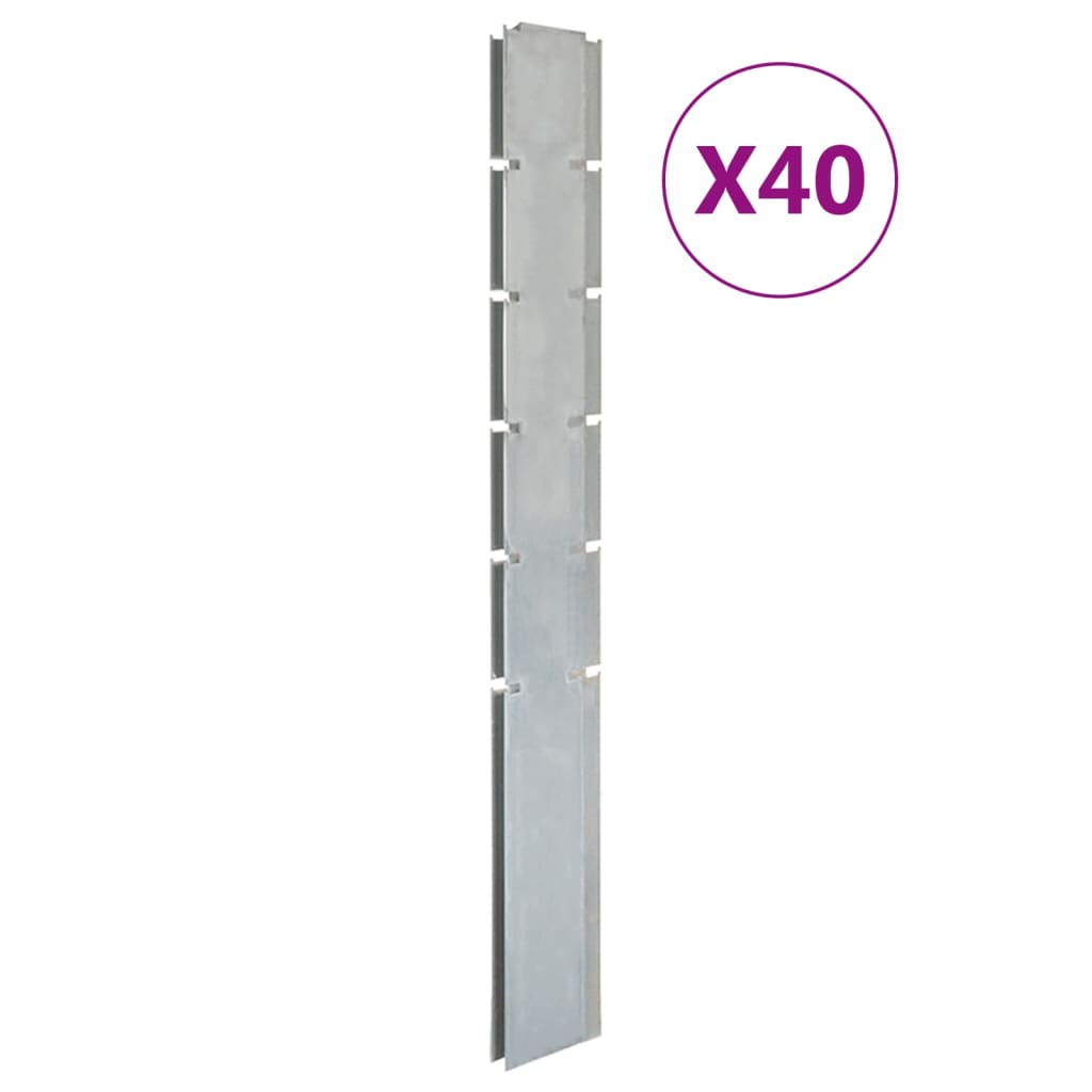Berkfield Garden Fence Posts 40 pcs Silver 160 cm�_�__Galvanised Steel
