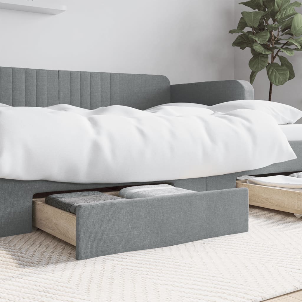 Berkfield Bed Drawers 2 pcs Light Grey Engineered Wood and Fabric