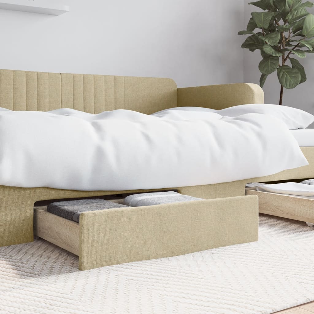 Berkfield Bed Drawers 2 pcs Cream Engineered Wood and Fabric