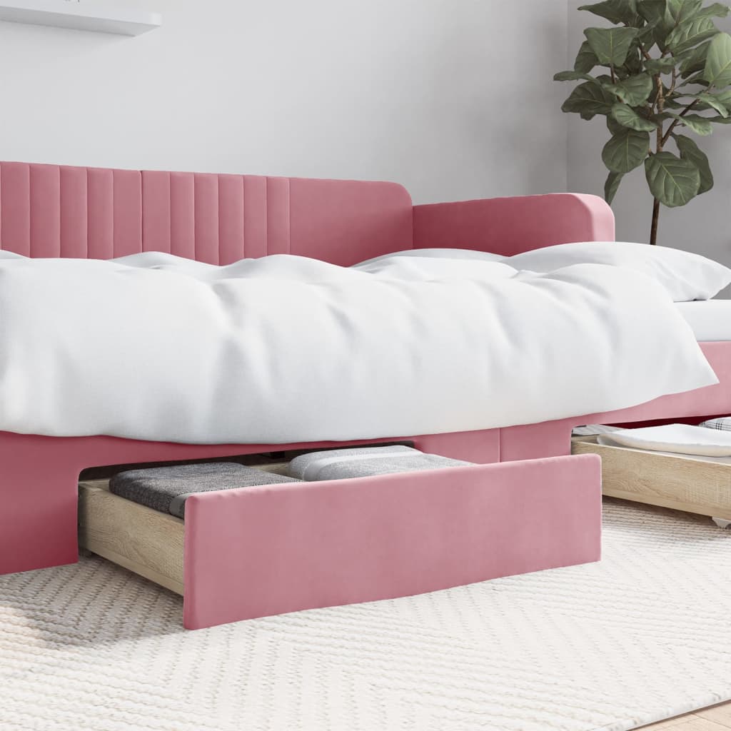 Berkfield Bed Drawers 2 pcs Pink Engineered Wood and Velvet
