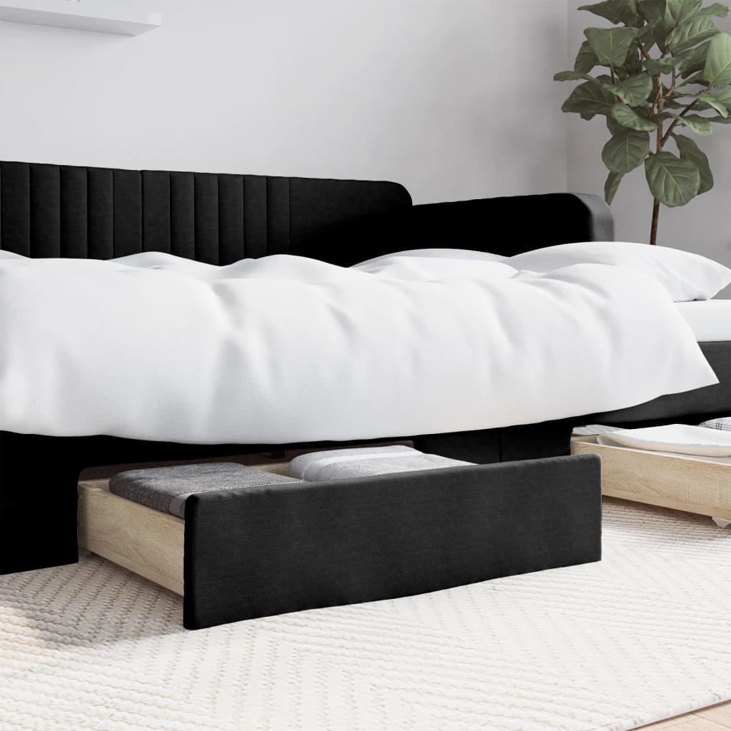 Berkfield Bed Drawers 2 pcs Black Engineered Wood and Faux Leather