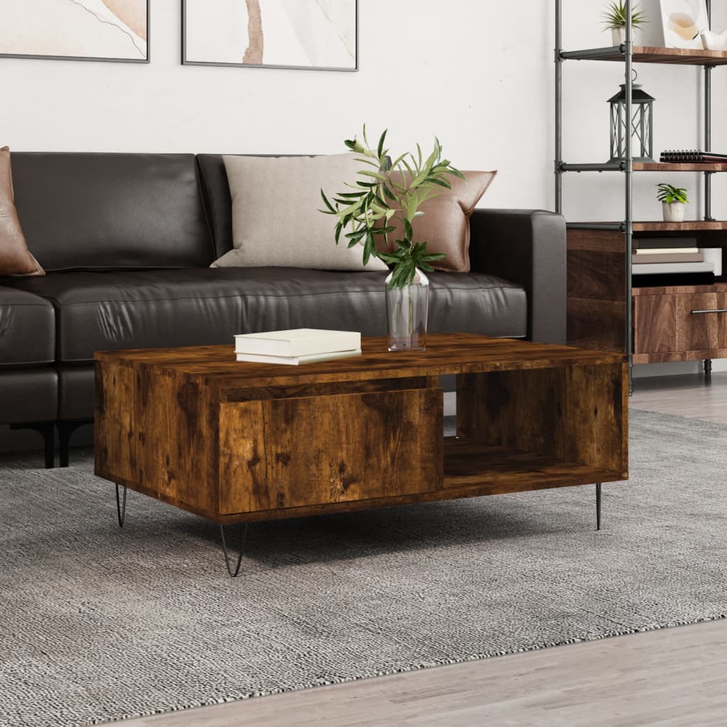 Berkfield Coffee Table Smoked Oak 90x60x35 cm Engineered Wood