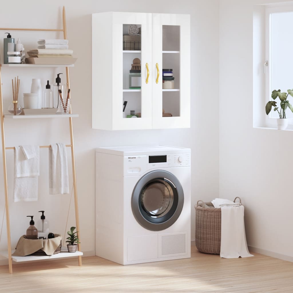 Berkfield Wall Mounted Cabinet High Gloss White 69.5x34x90 cm