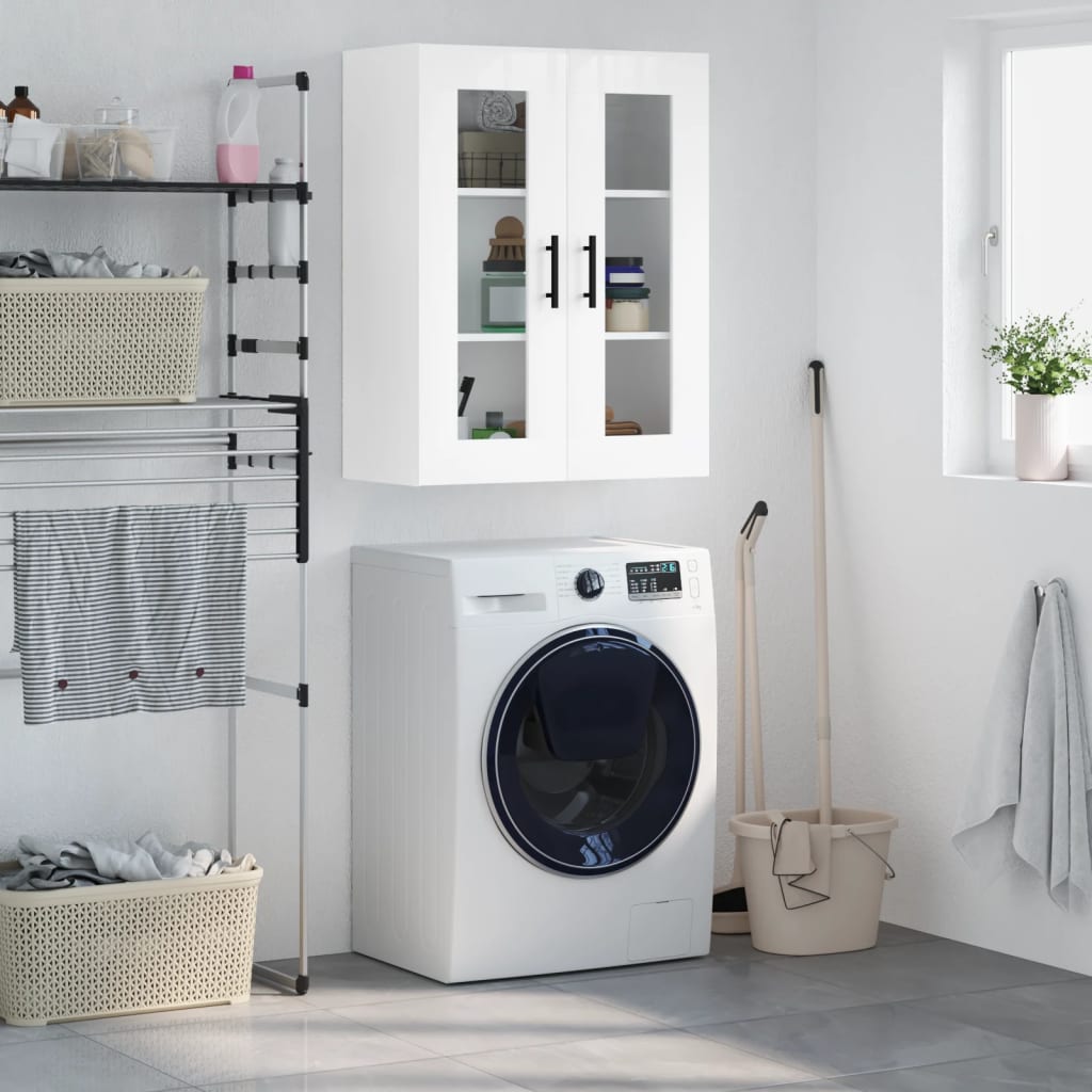 Berkfield Wall Mounted Cabinet High Gloss White 69.5x34x90 cm