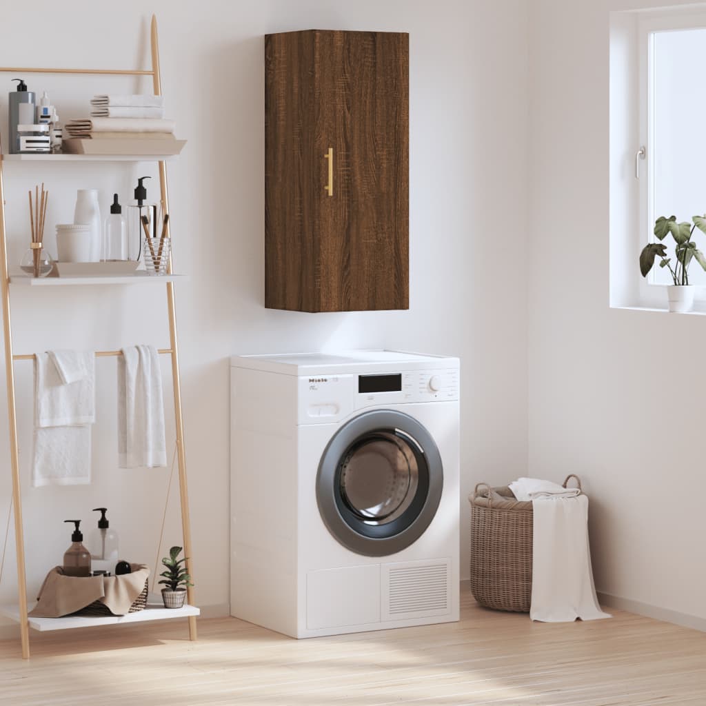 Berkfield Wall Mounted Cabinet Brown Oak 34.5x34x90 cm