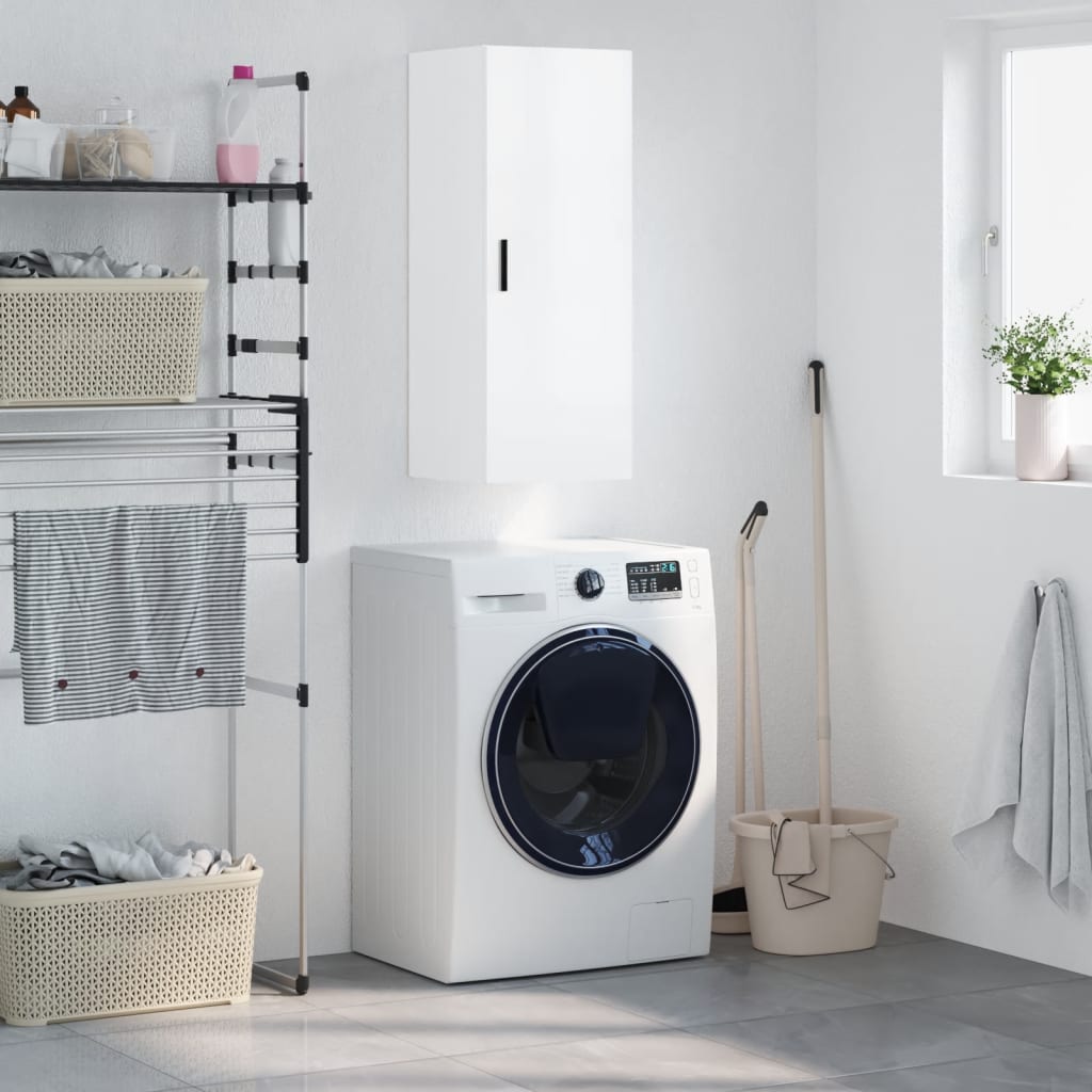 Berkfield Wall Mounted Cabinet High Gloss White 34.5x34x90 cm