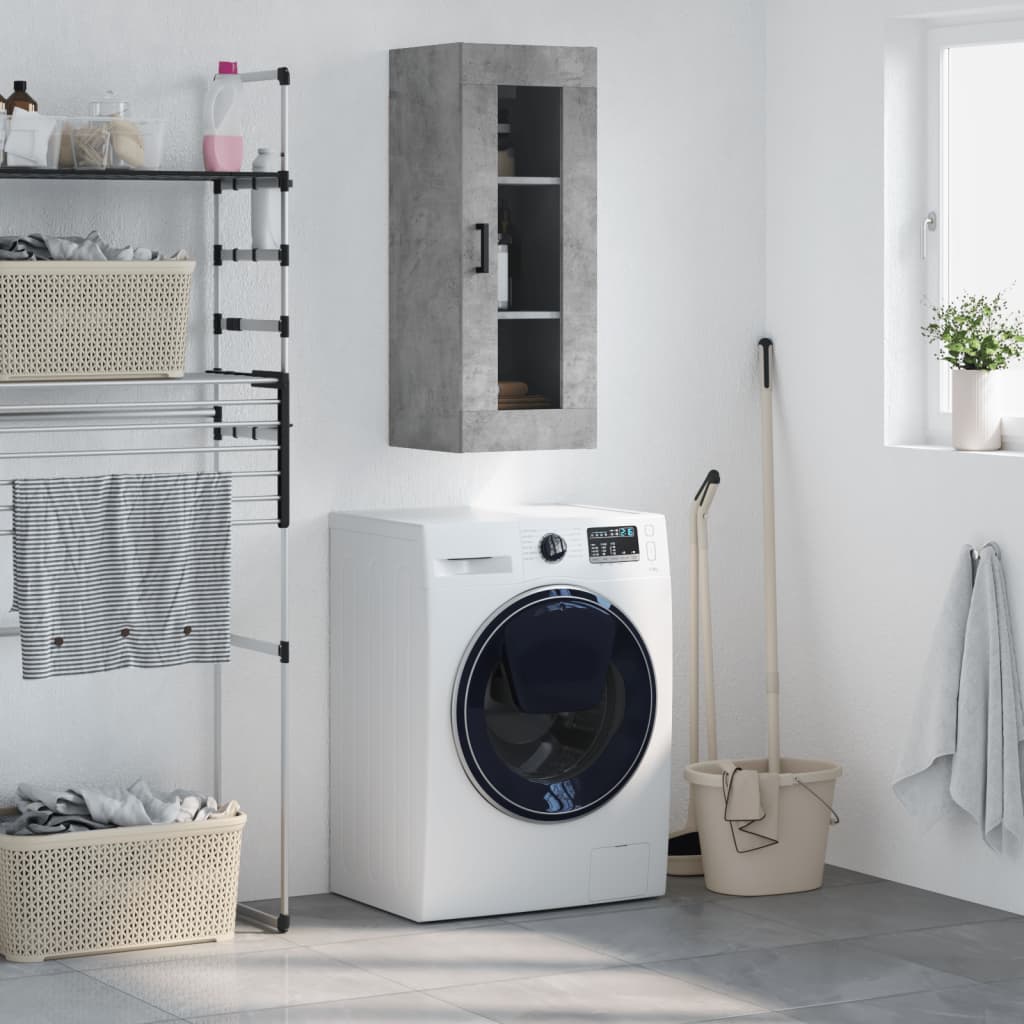 Berkfield Wall Mounted Cabinet Concrete Grey 34.5x34x90 cm